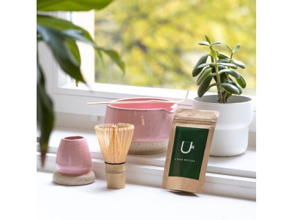 Matcha set s růžovou keramikou
