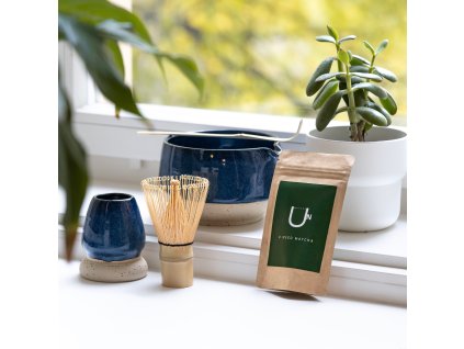 Matcha set s modrou keramikou