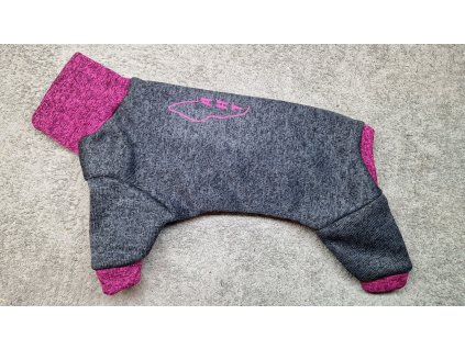 Overal teplý svetrovina - Černý melange/fuchsie AHT - fena