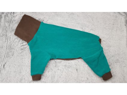 Overal teplý fleece - smaragd/hnědá - UNI/pes