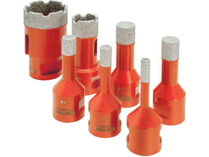 Set mit 7 Diamantbohrkronen, Ø 6-8-10-12-14-20-35 mm, M14-Gewinde, EXTOL PREMIUM