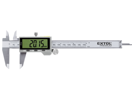 Digitaler Edelstahl-Messschieber, 0–150 mm, IP54, EXTOL PREMIUM
