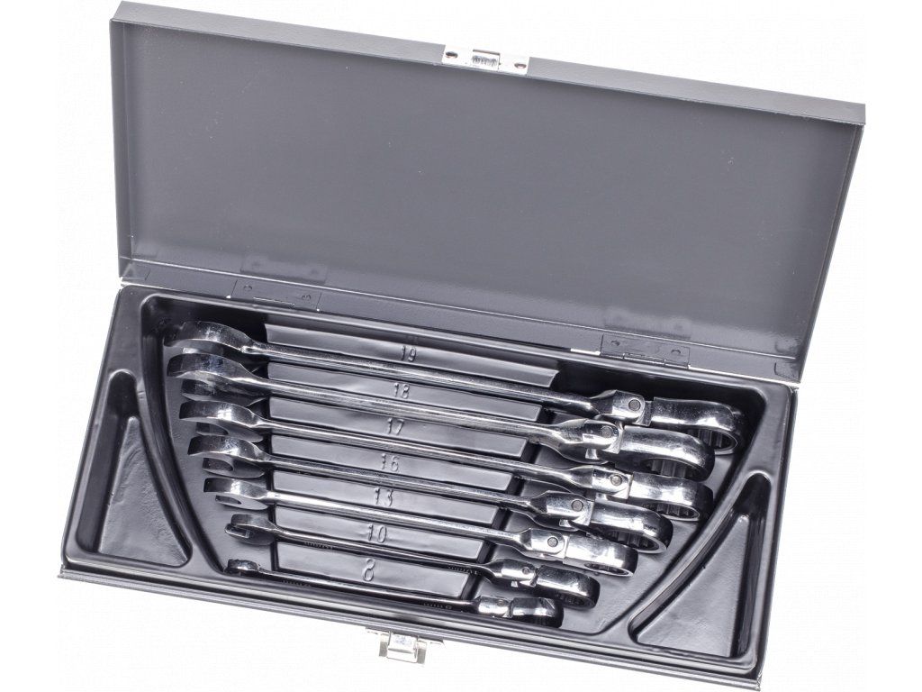 Očkoploché ráčnové klíče s kloubem 7 ks 70-056-S105