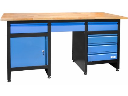 Dílenský stůl Güde GW 6/1 XL – ocelová konstrukce, 1 skříňka + 6 zásuvek, nosnost 300 kg