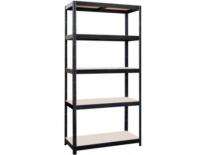 Regál  900 × 450 × 1800 mm, 5 polic, ocel ČER + MDF deska