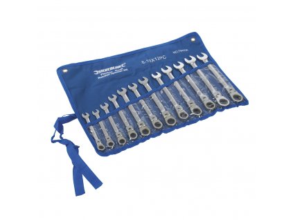 Očkoploché ráčnové klíče s kloubem 8 - 19 mm, 12 ks Silverline