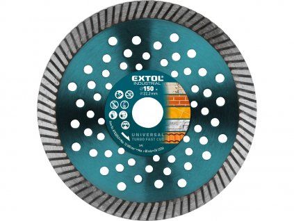 Diamantový řezný kotouč turbo Fast Cut 150 × 22,2 × 2,5 mm EXTOL INDUSTRIAL