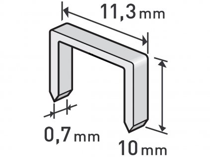 Spony, balení 1000 ks, 10 mm, 11,3 × 0,52 × 0,70 mm