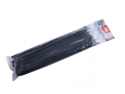 Pásky stahovací na kabely EXTRA, černé, 370 × 7,6 mm, 50 ks, nylon PA66