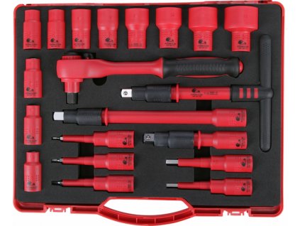 Gola sada VDE 1/2″ – 22 dílů, izolovaná, v praktickém kufříku