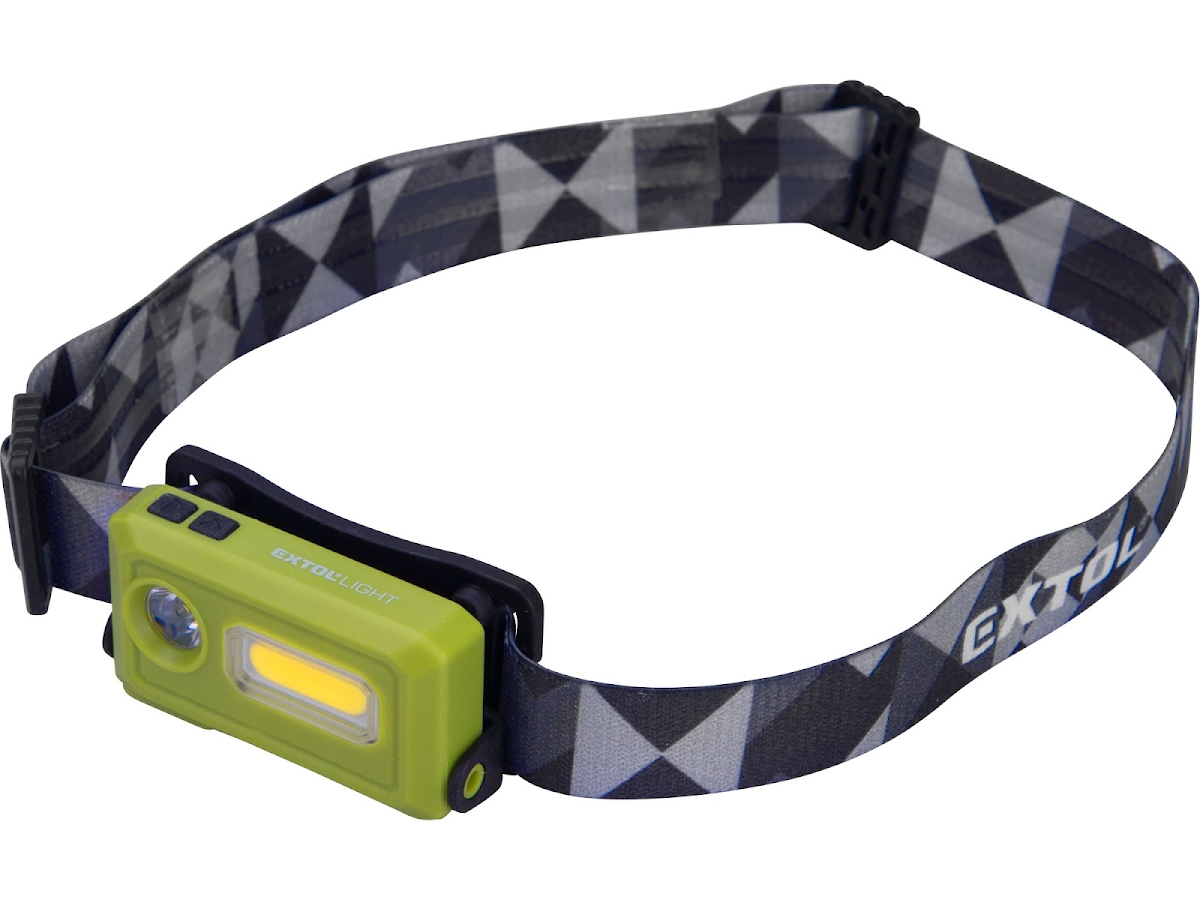 EXTOL LIGHT Čelovka 140 lm, USB nabíjení, LED+COB LED 43184