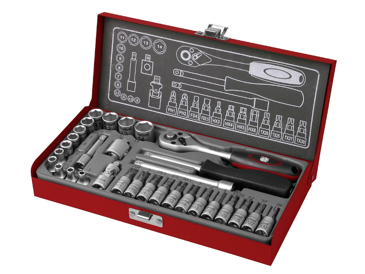 Fortum Hlavice nástrčné a zástrčné, sada 31 ks, 1/4" 4700003
