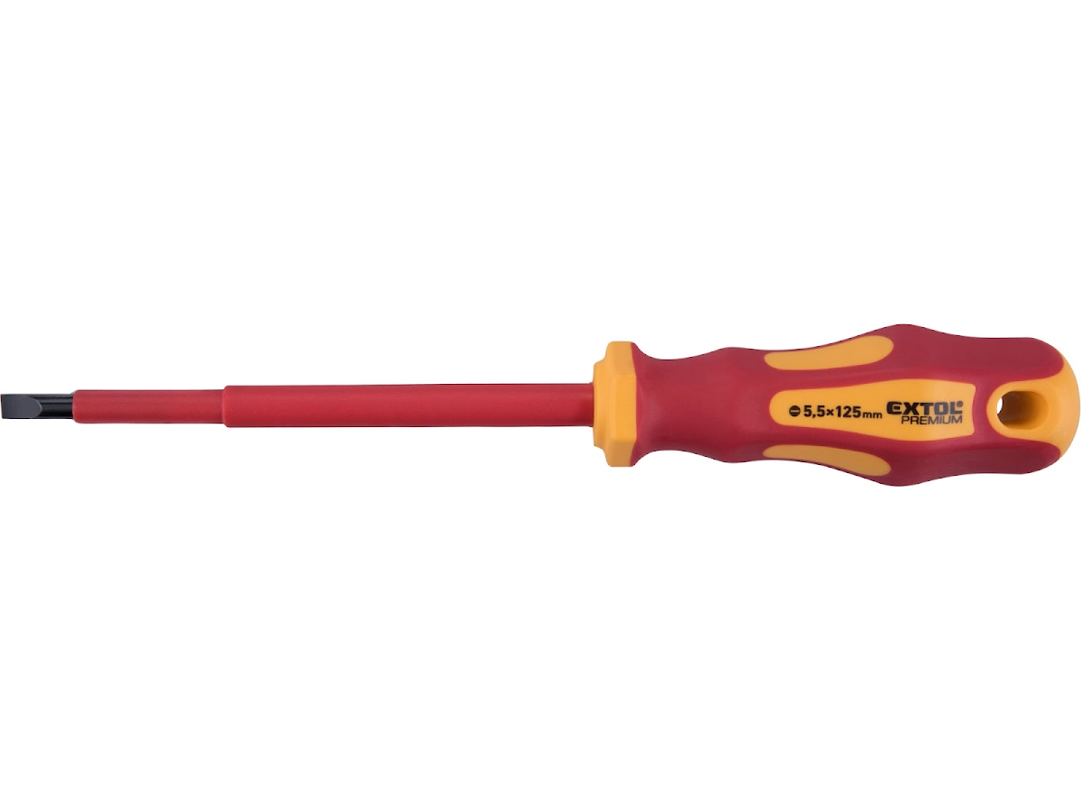 EXTOL PREMIUM Šroubovák elektrikářský, ( - )5,5 × 125 mm, VDE, CrV 53075