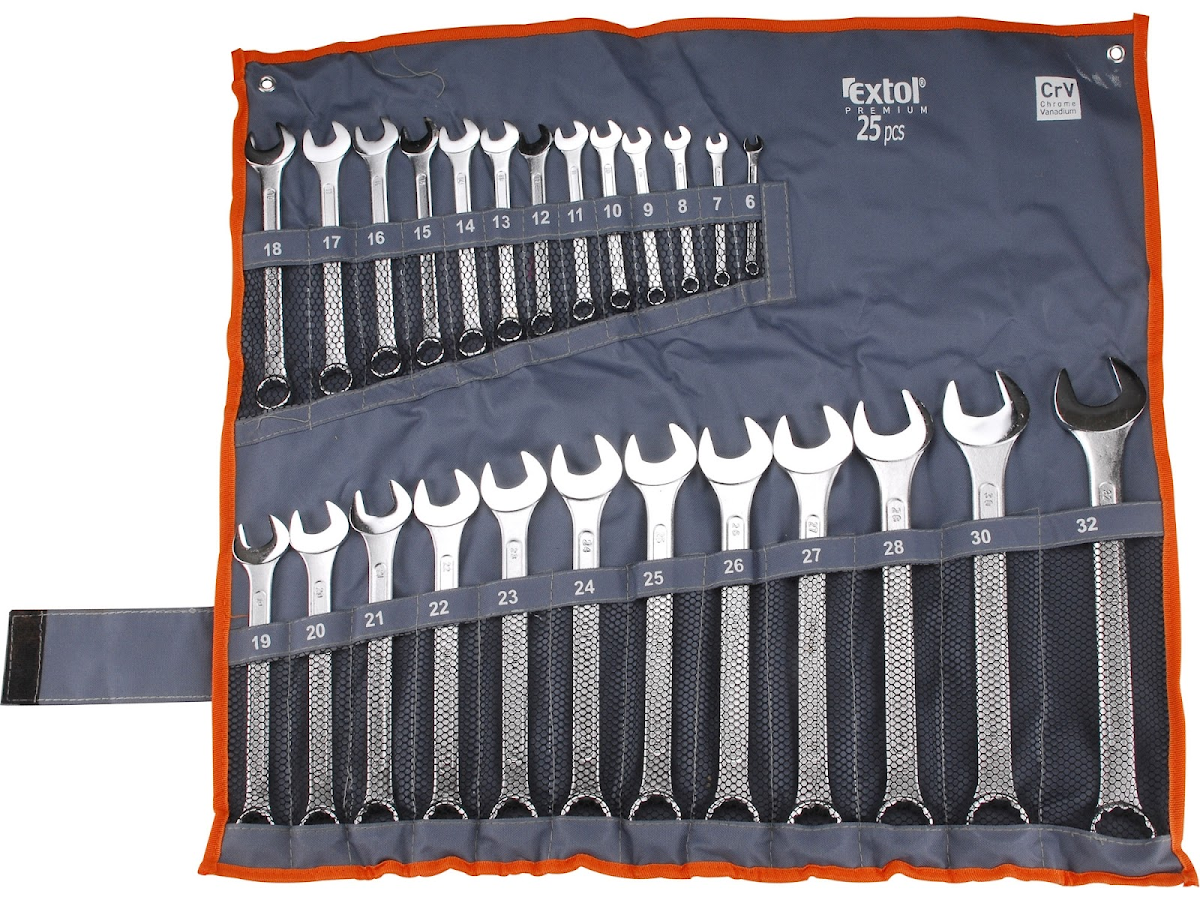 EXTOL PREMIUM Klíče očkoploché, sada 25 ks, 6 - 32 mm, CrV 6334