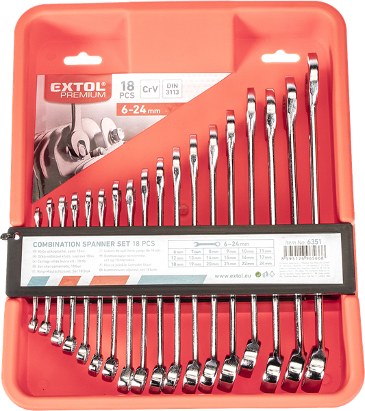 EXTOL PREMIUM Klíče očkoploché 18 ks 6351