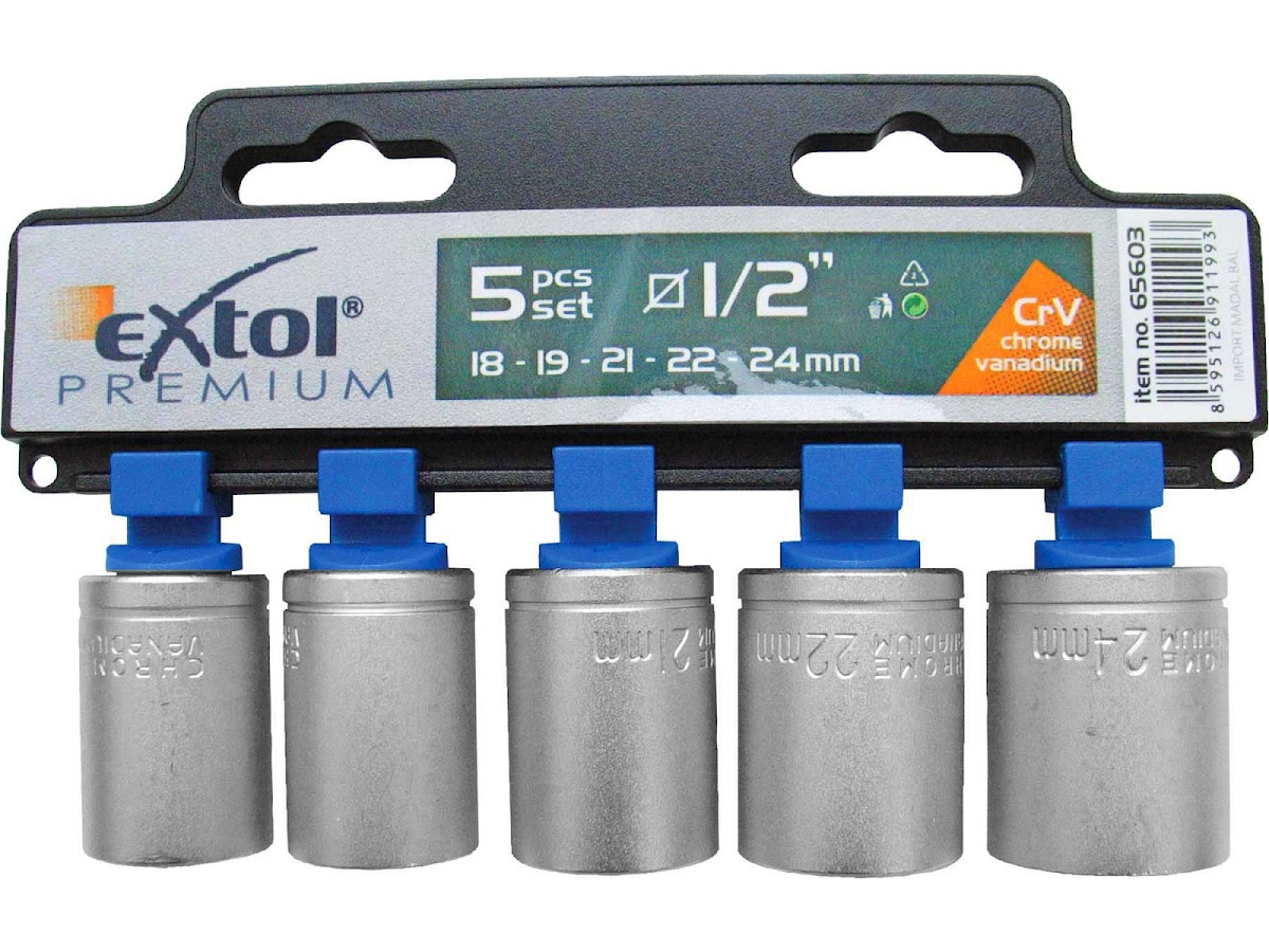 EXTOL PREMIUM Hlavice nástrčné, sada 5 ks, 1/2