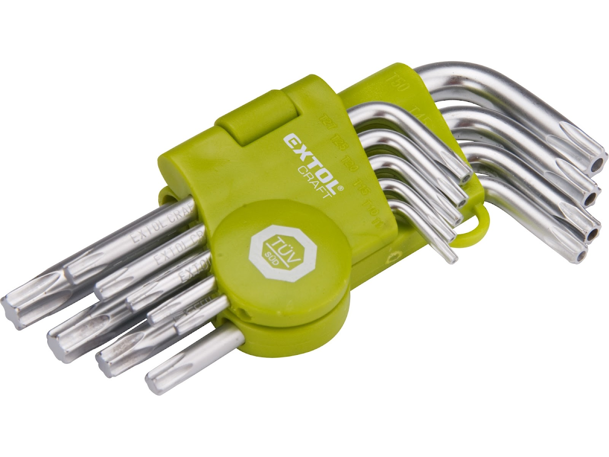 EXTOL CRAFT L - klíče TORX, sada 9 ks, T 10 - 50, krátké 66010