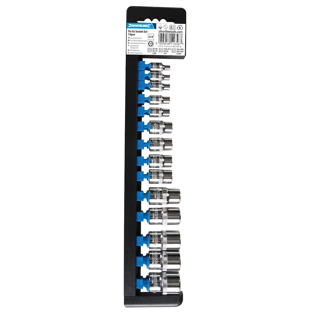 Nástrčné klíče E4 - E24 14 ks Silverline 675072