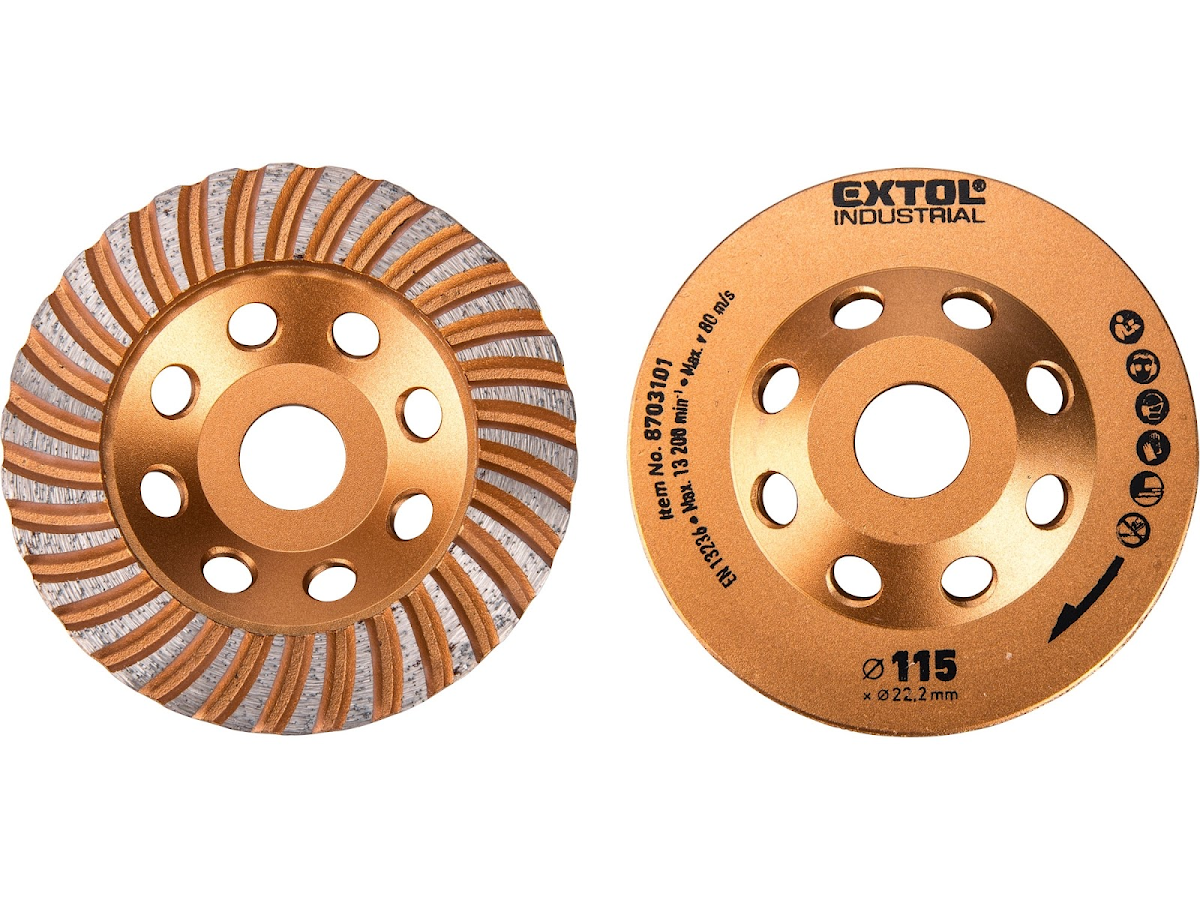 EXTOL INDUSTRIAL Kotouč diamantový brusný lamelový, 115 × 22,2 mm 8703101