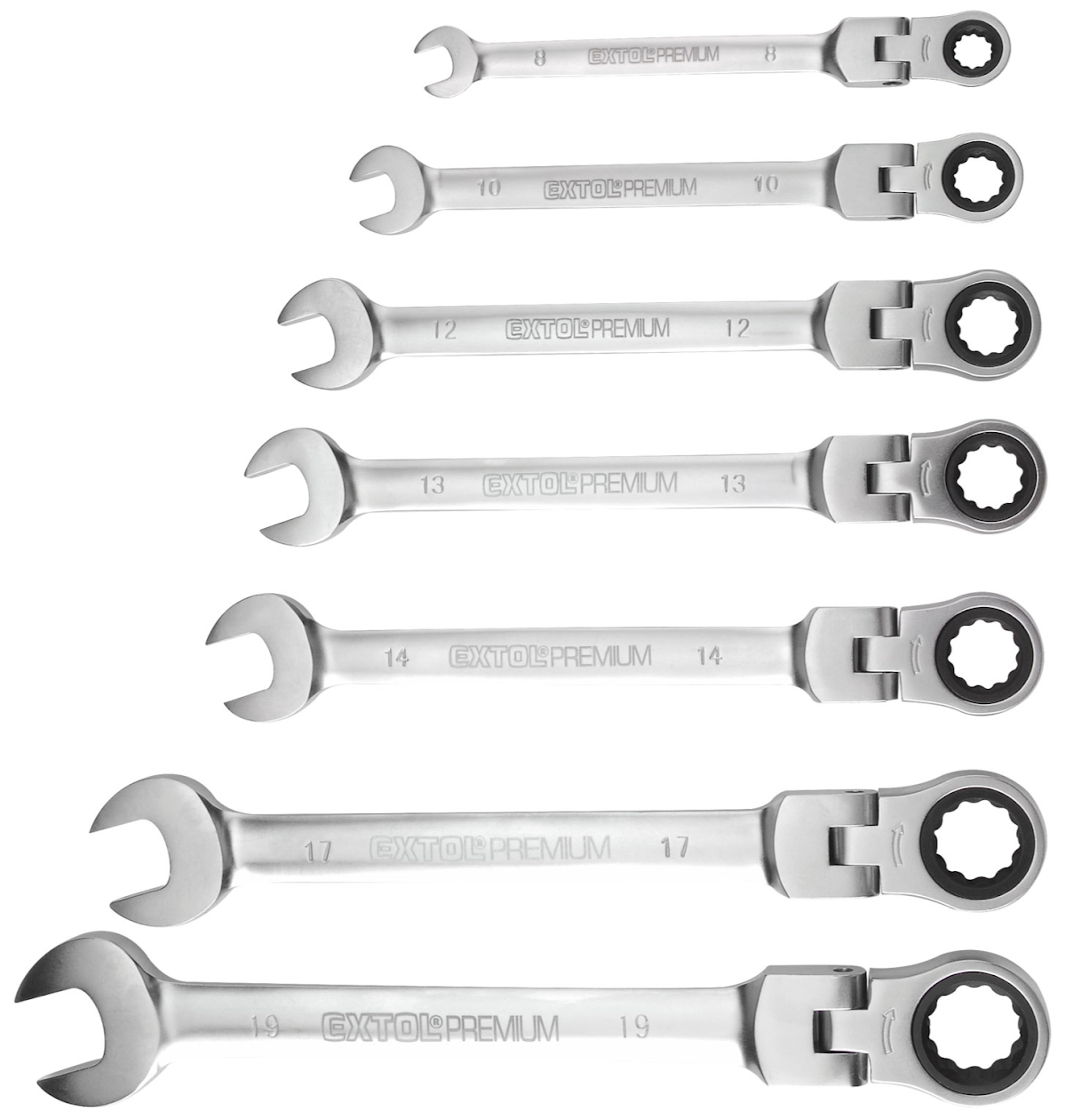 EXTOL PREMIUM Klíče očkoploché s kloubem 7 ks 8816105