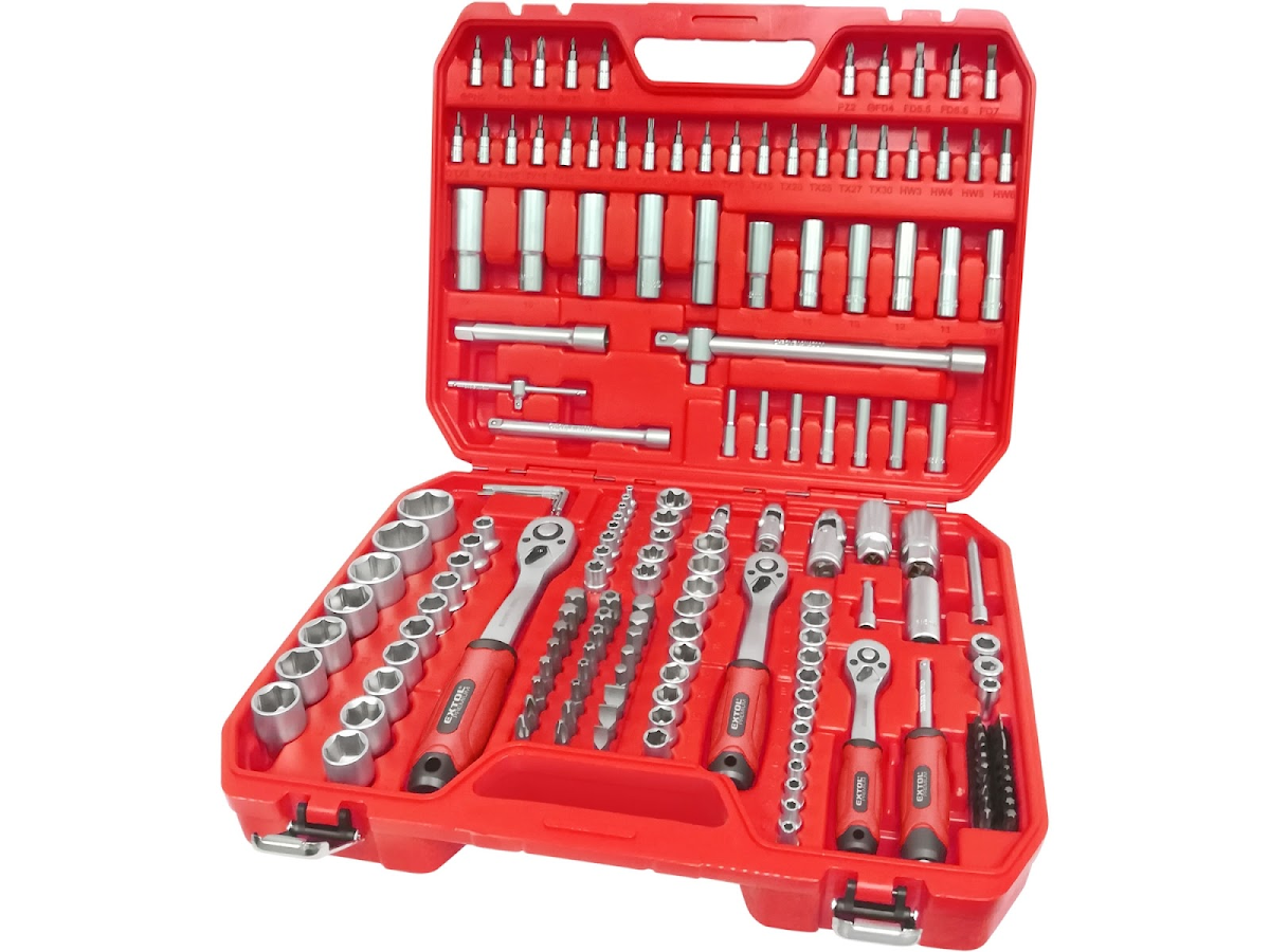 EXTOL PREMIUM Hlavice nástrčné, sada 172 ks, 1/4, 3/8 a 1/2, CrV 8818346