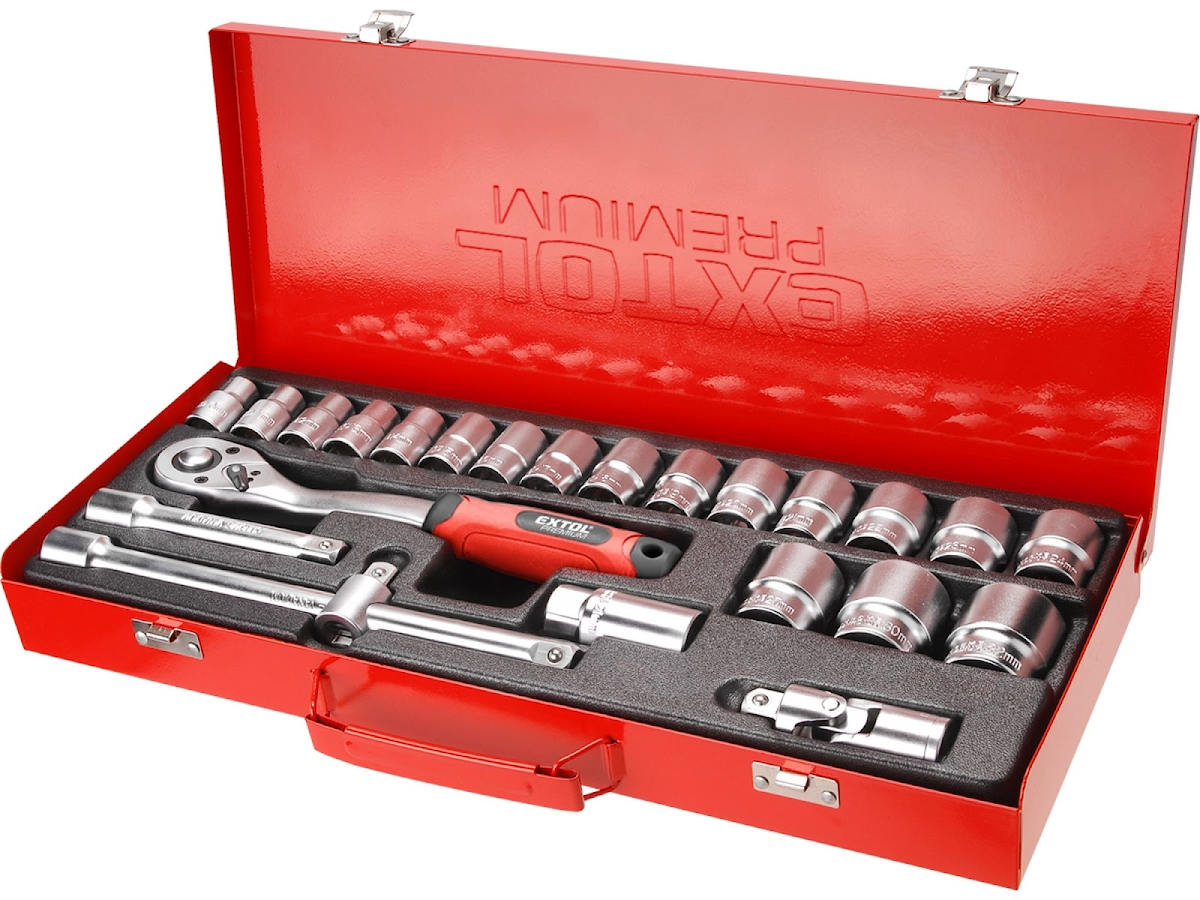EXTOL PREMIUM Hlavice nástrčné, sada 24 ks, 1/2 8818365