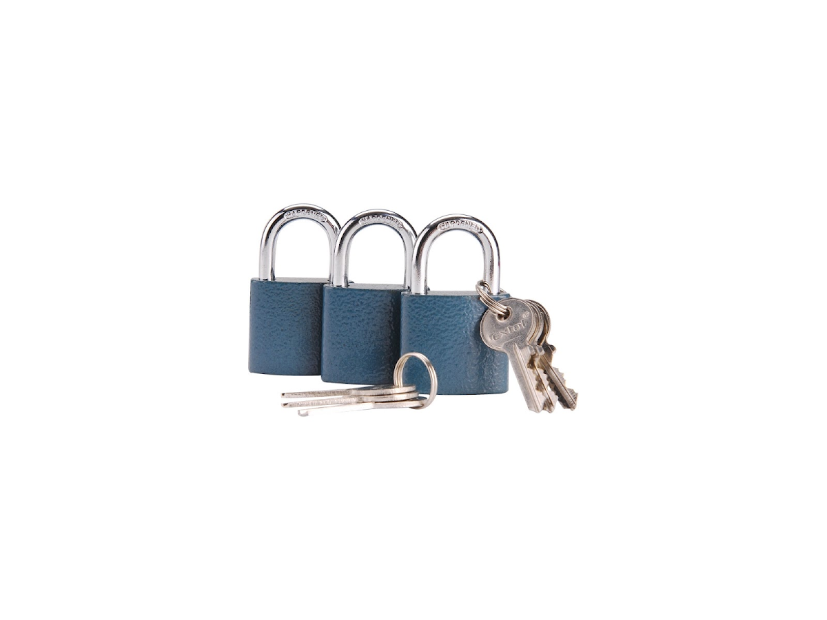 EXTOL CRAFT Zámky visací sjednocené na 1 klíč, sada 3 ks 38 mm 93101