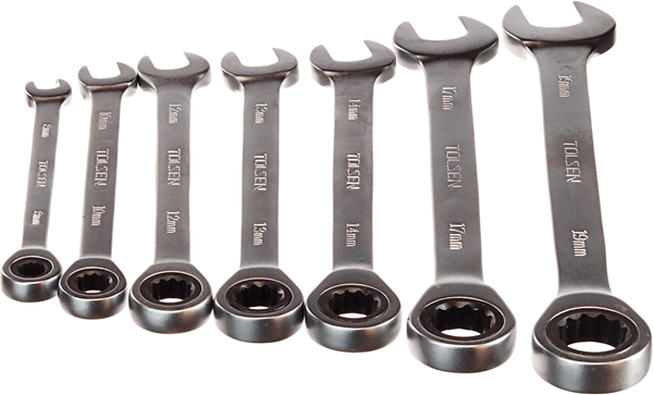 TOLSEN Očkoploché ráčnové klíče 7 ks 15229