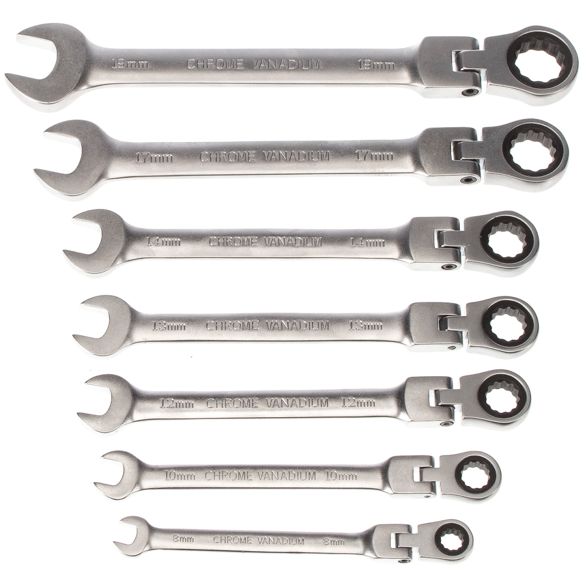 TOLSEN Očkoploché ráčnové klíče s kloubem sada 7 ks 15259