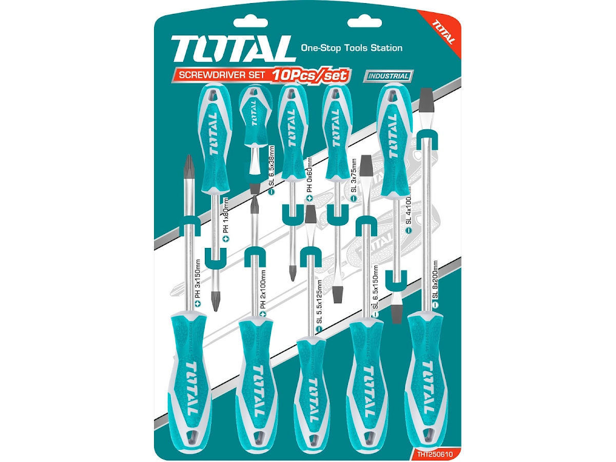 TOTAL Šroubováky, sada 10 ks, industrial, CrV THT250610