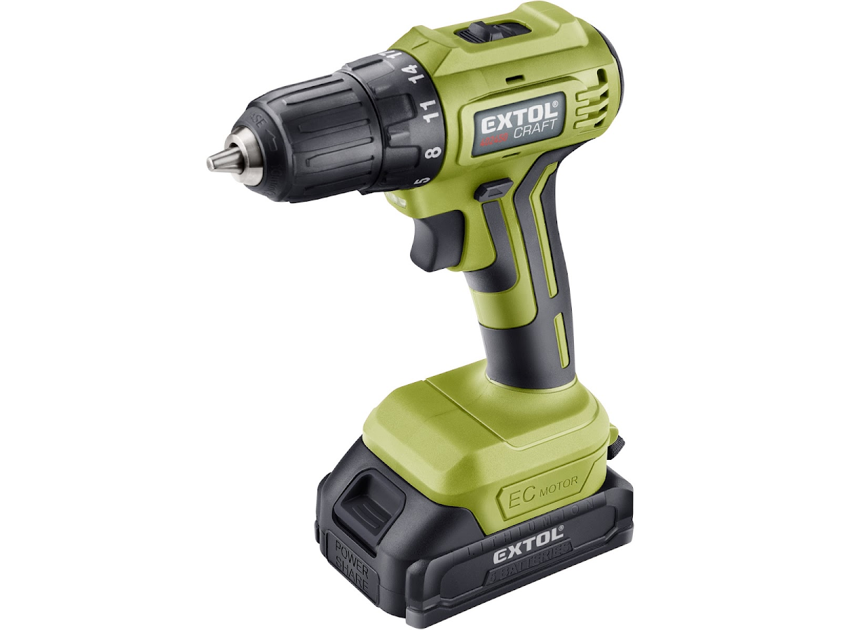 EXTOL CRAFT Vrtací šroubovák AKU, BRUSHLESS, 20V Li-ion, 2x2Ah 402450