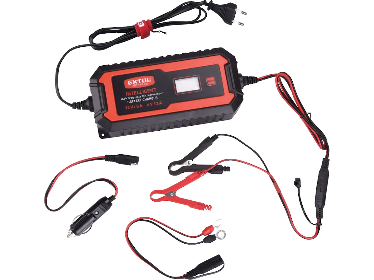 Autonabíječka 9stupňová, řízená mikroprocesorem, 12V/6V, 8A, EXTOL PREMIUM 8897303