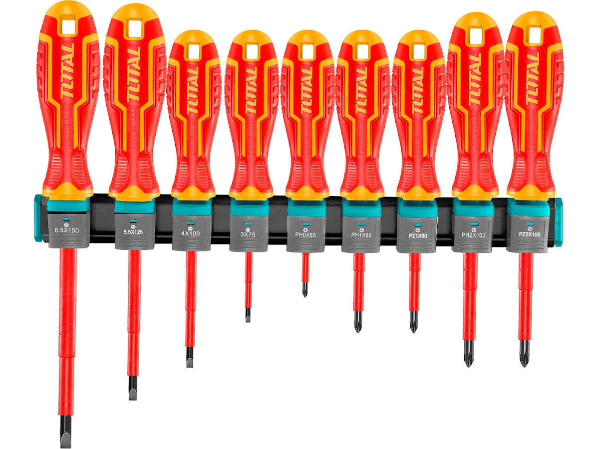 Šroubováky elektrikářské 1000V, VDE, sada 9ks, industrial TOTAL THTIS596