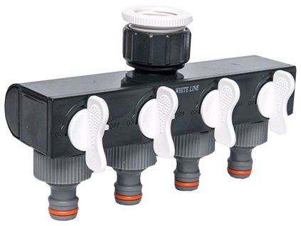 Adapter für Wasserhahn-Verteiler 4-Wege,1"-3/4",WL-3033,WEISSE LINIE