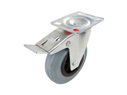 Schwenkbares Gummirad mit Bremse 125 mm - 100 kg Fixman