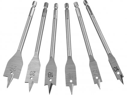 Holz-Flachbohrer, 6er-Set, 10 - 25 × 150 mm