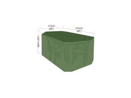 Abdeckbezug für 4er-Set Stühle + rechteckiger Tisch 215 × 173 × 89 cm, PE 90 g/m2