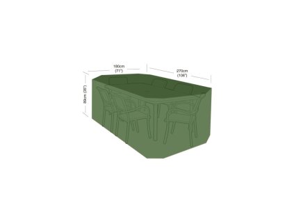 Abdeckbezug für ein Set von 6 Stühlen + rechteckigem Tisch 270 × 180 × 89 cm, PE 90 g/m2