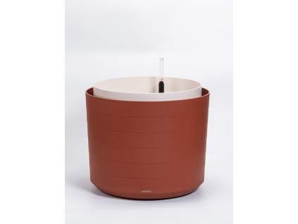 Selbstbewässernder, großvolumiger Container Berberis 55 cm Terrakotta+Elfenbein