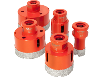 Satz mit 5 Diamantbohrkronen, Ø 20-35-45-55-68 mm, M14-Gewinde, EXTOL PREMIUM