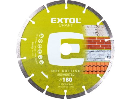 Oštrica za rezanje dijamantnog segmenta - suho rezanje, 180 × 22,2 × 2,5 mm