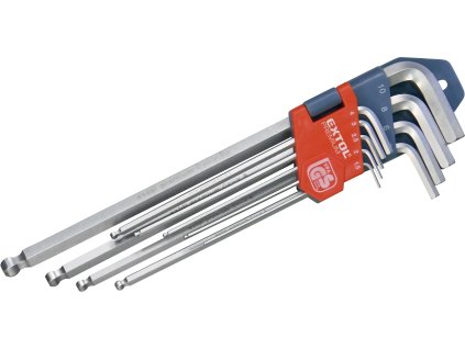 L - proširene Allen tipke, set od 9, s kugličnom kuglom, 1,5 - 10 mm