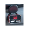 USB autós töltő, 12/24V, 2xUSB, mérő, 3.4A, 17W