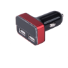 USB autós töltő, 12/24V, 2xUSB, mérő, 3.4A, 17W