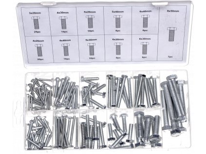 Śruby z łbem sześciokątnym z gwintem do łba 125 szt.