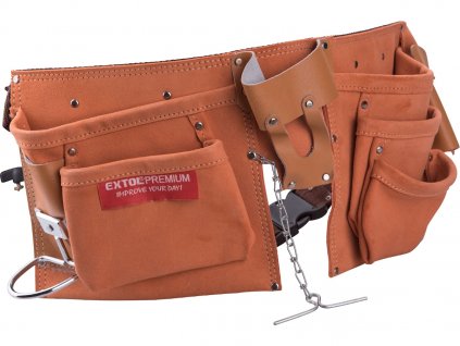 Skórzany pasek narzędziowy, 9 kieszeni