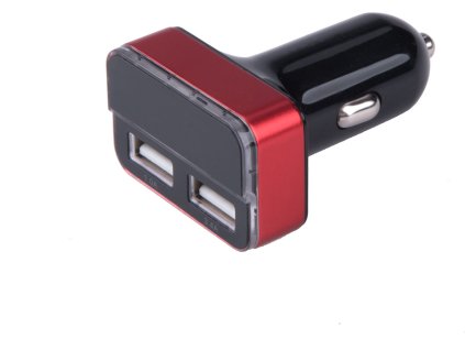 Ładowarka samochodowa USB, 12/24V, 2xUSB, Meter, 3.4A, 17W