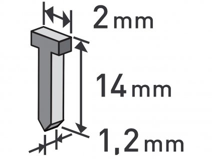 Gwoździe, opakowanie 1000 szt., 14 mm, 2,0 × 0,52 × 1,2 mm