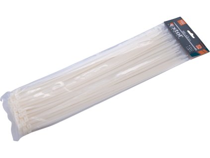 Opaski kablowe białe, 380 × 4,8 mm, 100 szt., nylon PA66