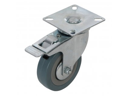 Roată pivotantă cu frână, din cauciuc 75 mm - 50 kg Fixman